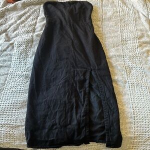 Black Strapless Midi Dress